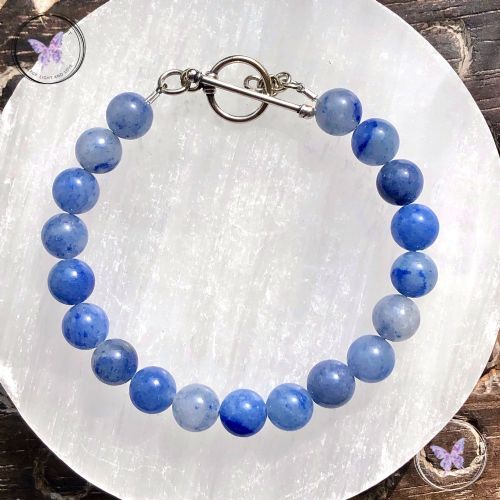 Blue Aventurine Healing Bracelet with Silver Toggle Clasp